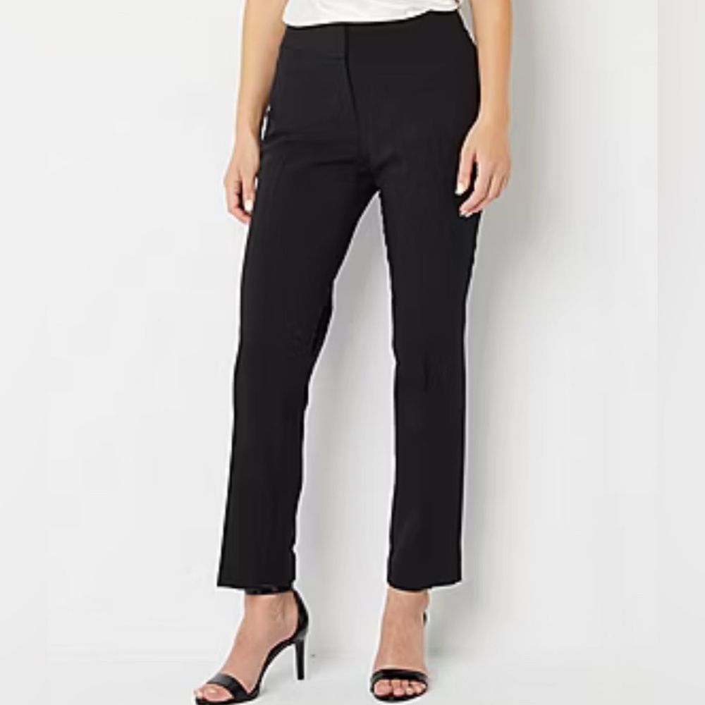 Elegant Black Lined Crepe Flat Front 12” Rose Career Trousers Women's 14 EUC